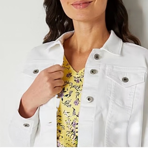 Liz Claiborne Women’s Mid-weight Denim Jean Jacket White Size XXL - Picture 2 of 16